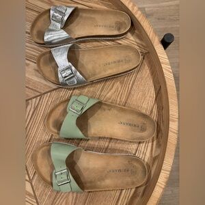 Primark Silver and Green Buckle Sandals